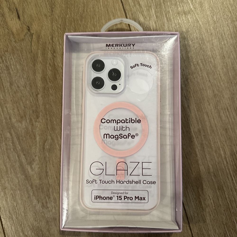 Merkury GLAZE Soft Touch Hardshell Case iPhone 15 Pro Max Light Pink New‎ in Box